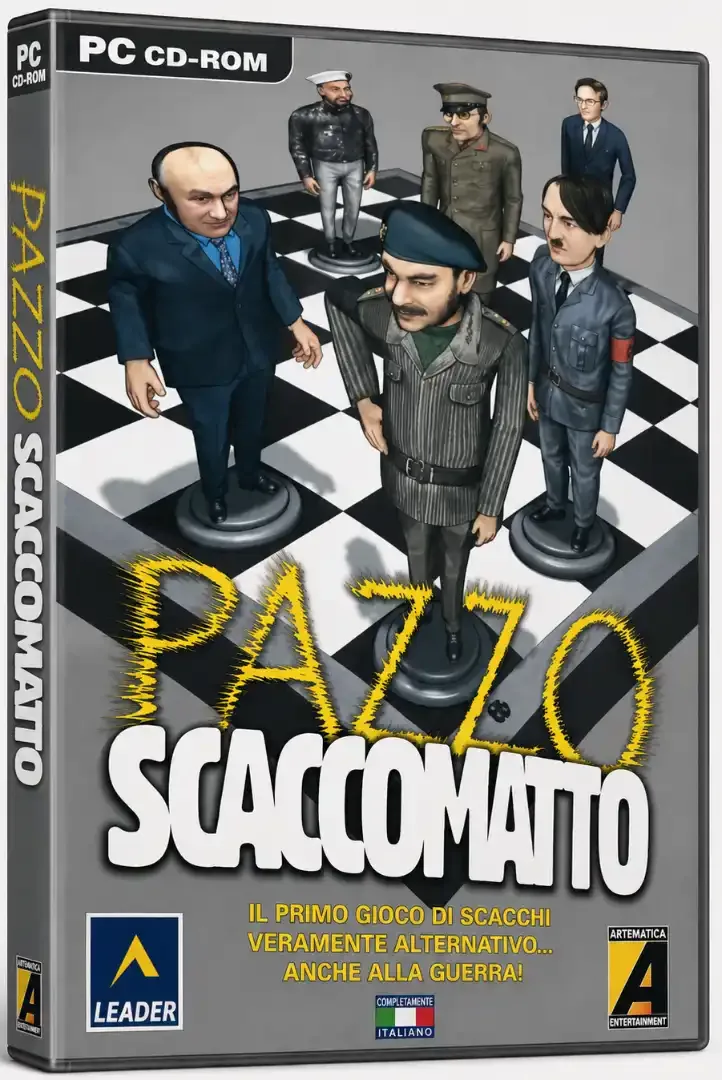 Copertina PC di Pazzo Scaccomatto con il logo Artematica, pubblicato da Leader
