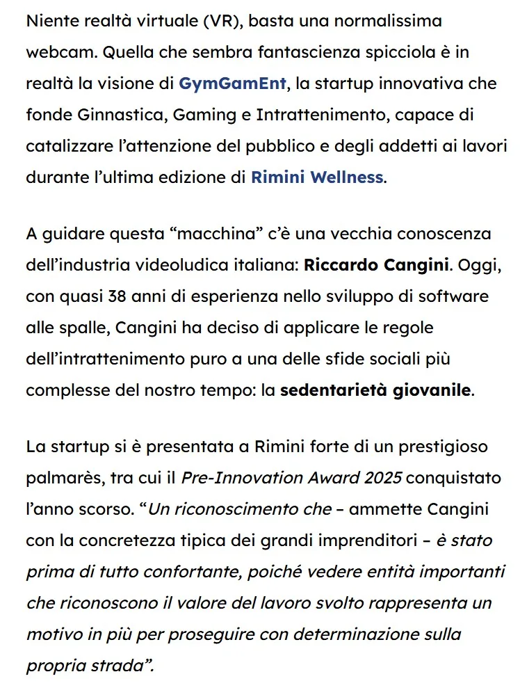 GymGamEnt in the Innovation Area at RiminiWellness 2026