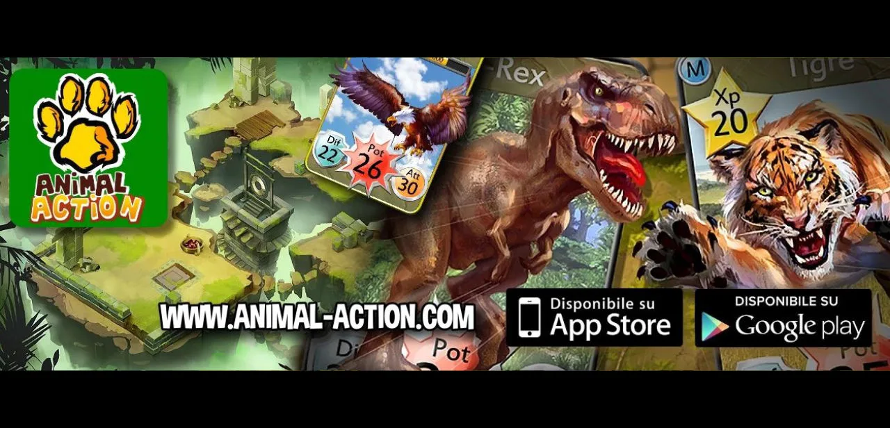 Personaggi, ambienti e schermate di Animal Action con disponibilità App Store e Google Play